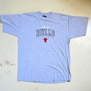 Vintage Chicago BULLS Embroidered Gray T-shirt Men's Women's Size Large